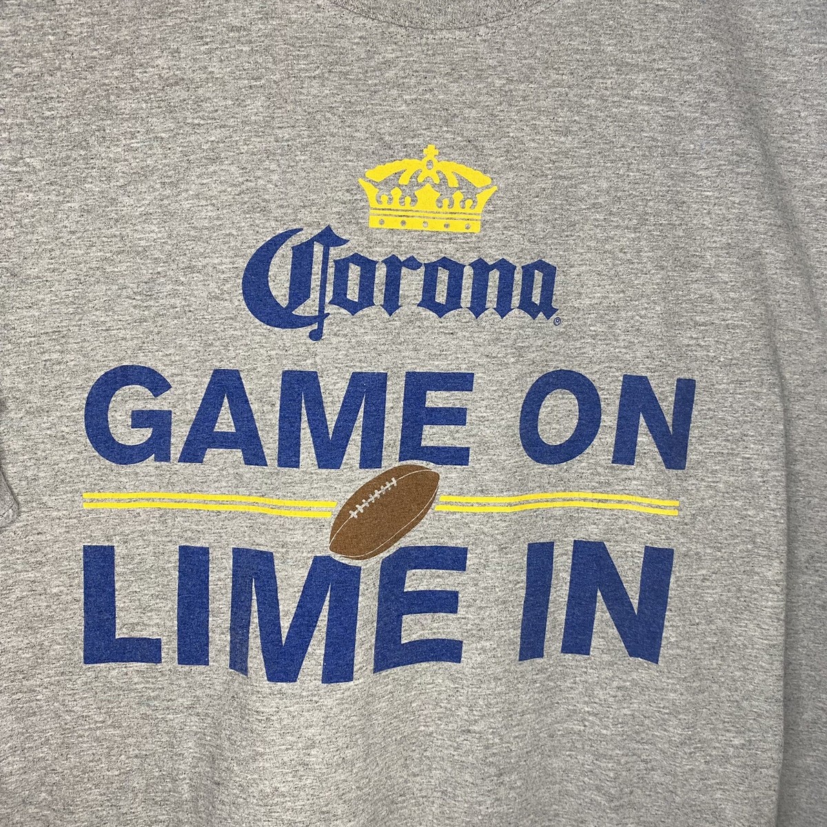 Corona Game On Lime In Tee Mens XL Gray Beer Football FOTL Heavy 