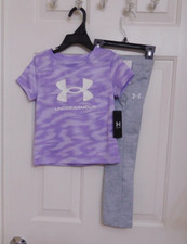 NWT 2pc Under Armour Purple Top Gray Pants Set sz 4