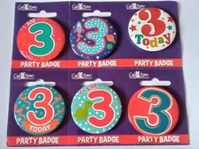 BOYS AGE 3 BADGE 3RD BIRTHDAY PARTY GIFT