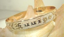 10MM BM SOLID 14K YELLOW GOLD HAWAIIAN HEIRLOOM CUSTOM-MADE PERSONALIZED BANGLE