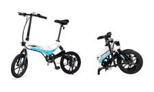 Swagtron EB7 - 16" Folding Electronic Bike - White & Blue