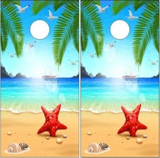 Island Beach Sail Boat Cornhole Wrap Bag Toss Skin Decal Sticker Wraps