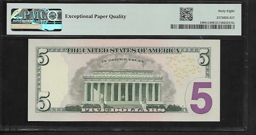 US 5 Dollars 2009 PMG 68 EPQ UNC Fr #1994L FRN San Francisco Rios/Geithner/FW - Picture 2 of 4