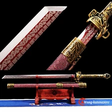 Red Ninjato Sharp 1095Steel Functional Straight Japanese Ninja Sword Broadsword