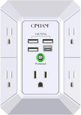 Wall Charger, Surge Protector, QINLIANF 5 Outlet Extender with 4 USB Charging