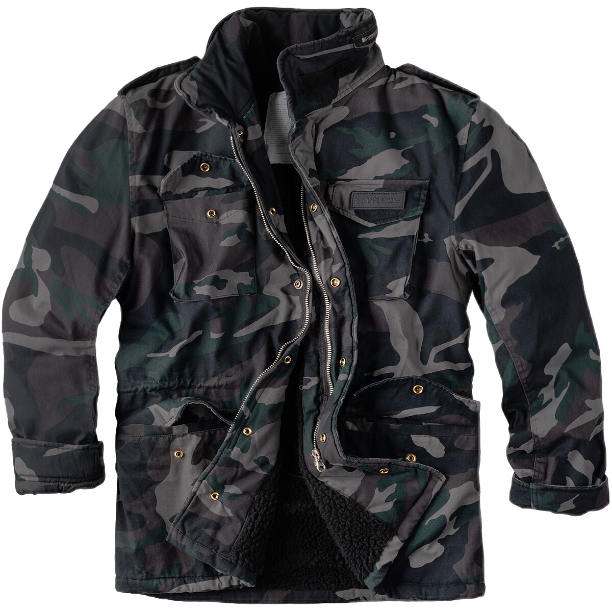 Surplus Paracaidista Invierno Hombres Chaqueta M65 Ejército Black Camo Washed