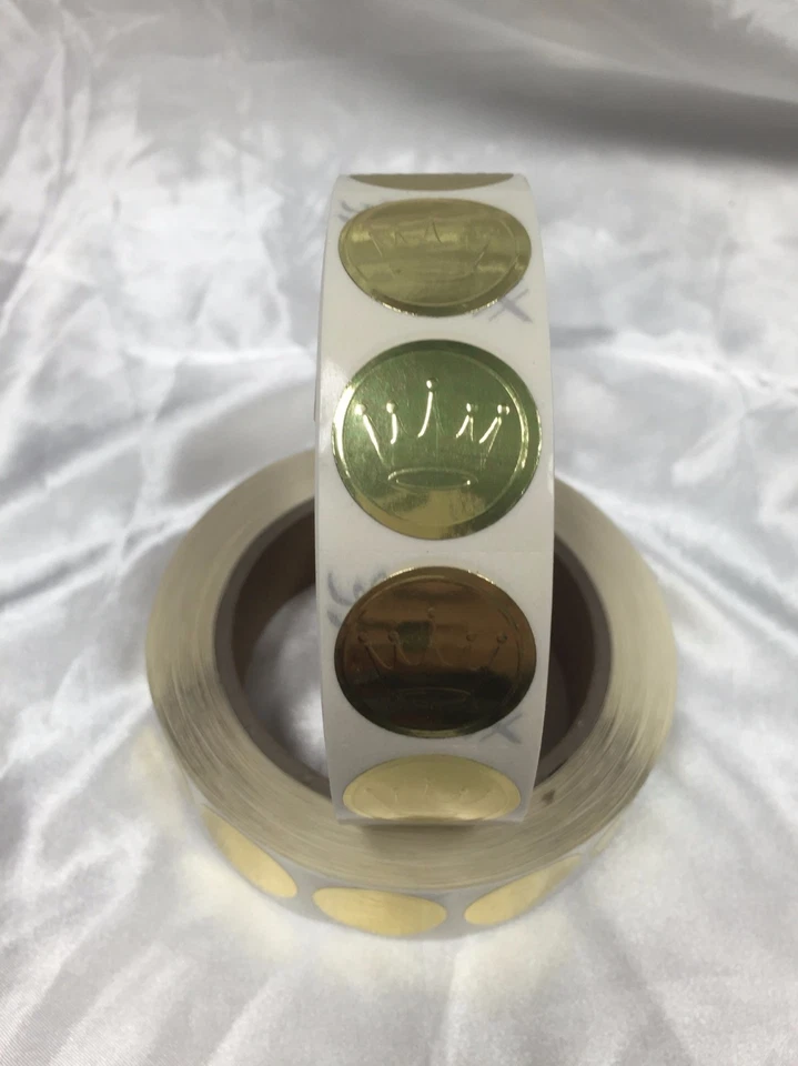 Hallmark Embossed Gold Foil Seals 1" Diameter Gold Crown 1000 Sticker Roll - Image 2 of 4