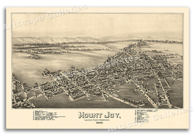 Mount Joy Pennsylvania 1894 Historic Panoramic Town Map - 20x30
