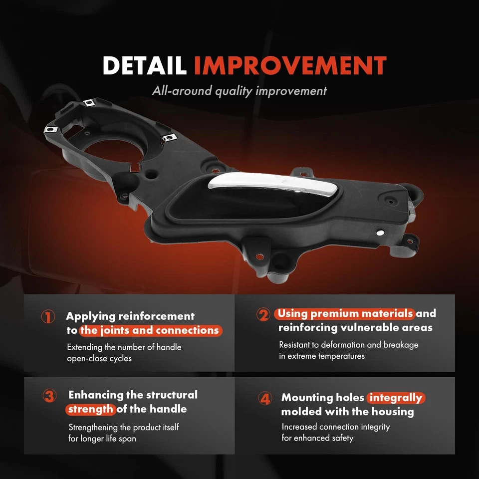 Manija de puerta interior cromada y negra del conductor delantero para Peterbilt 579 2013-2023 567 Foto 3 de 4