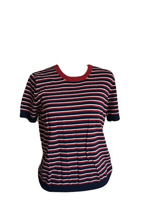 Parosh gestreiftes weiß blau rotes Top aus Baumwolle Größe S