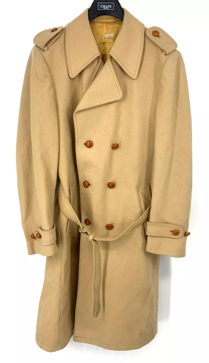 J Riggings Vintage Mens New Wool Nylon Trench Coat Size 42 Czechoslovakia  Tan