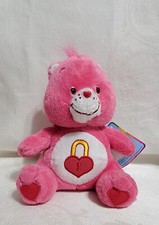 Care Bears SECRET BEAR Pink Plush Heart Lock 2004 Nanco With Tag 7"