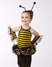 BEE Dance Costume DressUp Pageant Yellow Black Leotard Tutu Large Child w/mitts