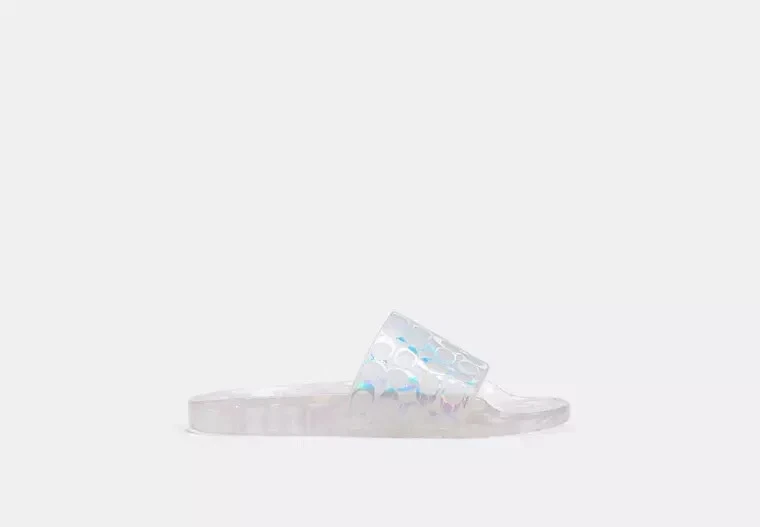 Sandalias sin cordones COACH transparentes iridiscentes con logotipo brillante gelatina piscina talla US 7 Foto 3 de 4