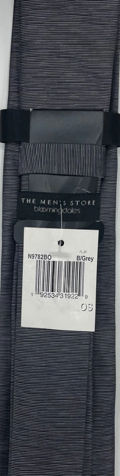 Bloomingdales The Men's Store Men's 100% Silk Tie ~ Gray ~ Solid Pattern - Image 3 of 4
