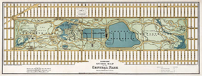 NEW YORK CITY Central  Park MAP 1875 Vintage Hinrichs Guide Print Poster 12''x32''