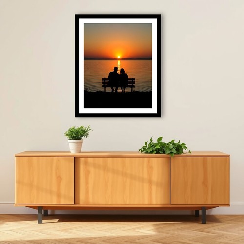 Romantic Lakeside Sunset Printable Art - Digital Download for Home Decor - Picture 4 of 4