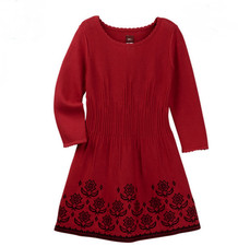 Tea Collection Candelaria Sweater Dress Long Sleeve Red Black Baby Girl 3-6M New