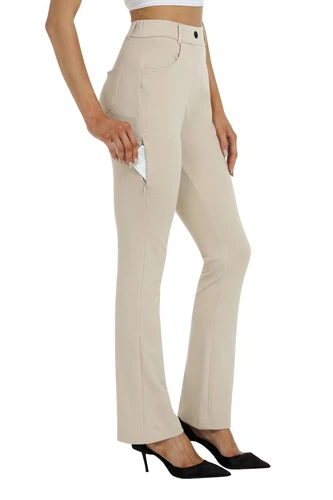 Women Bussiness Slacks Pant Soft Comfy Elastic Casual Stretch Bootcut Trousers - Picture 6 of 66