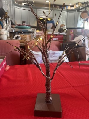 LED Lighted Brown Twig Tabletop Tree Battery Operated