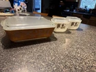 VINTAGE PYREX REFRIGERATOR BOWLS EARLY AMERICAN set of 3