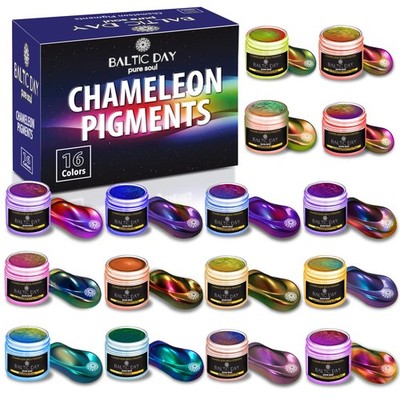 BALTIC DAY - Chameleon Mica Powder, 16 Jars of Color Shift 16 Colors