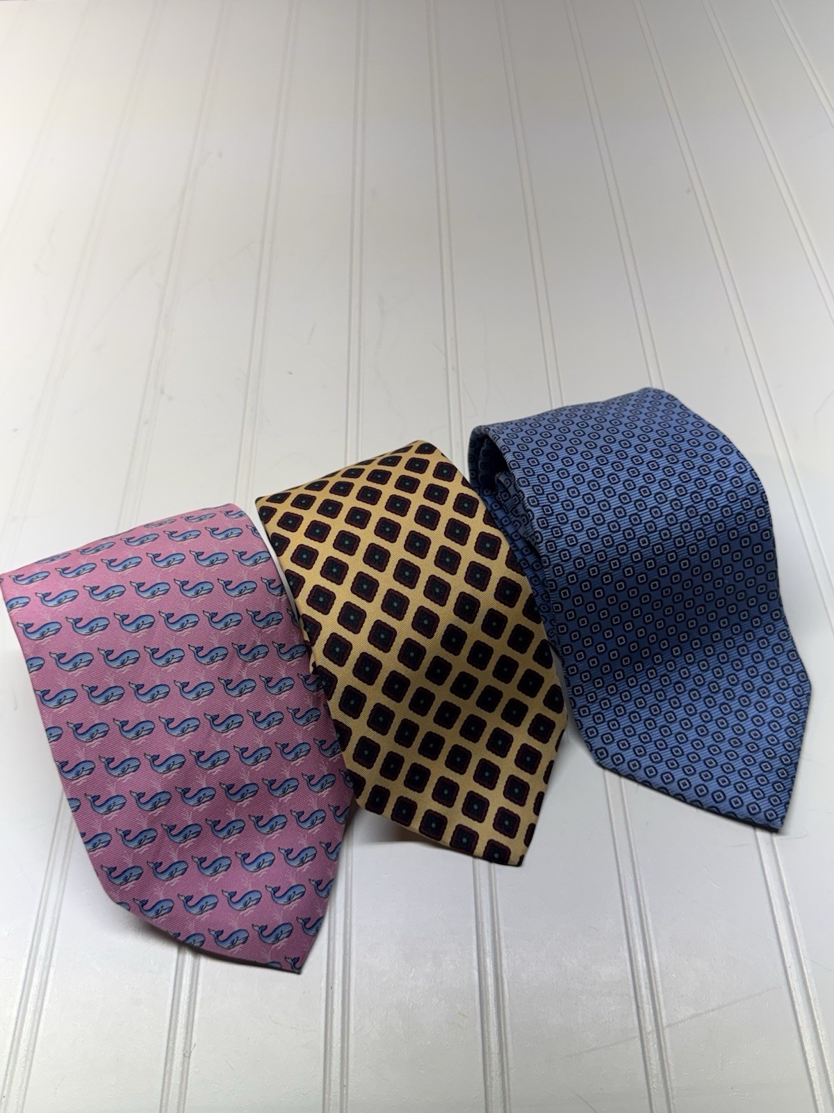 Brooks Brothers Makers Lot Of 3 Silk Ties Men Multicolor Whale Print USA England