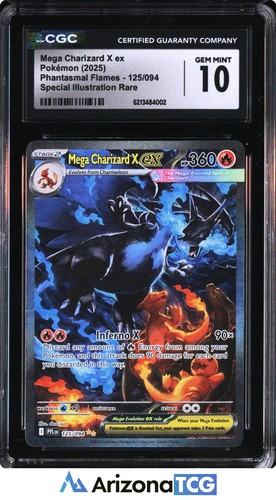 Pokemon 2025 Mega Charizard X ex 125/094 SIR Phantasmal Flames GEM MINT CGC 10