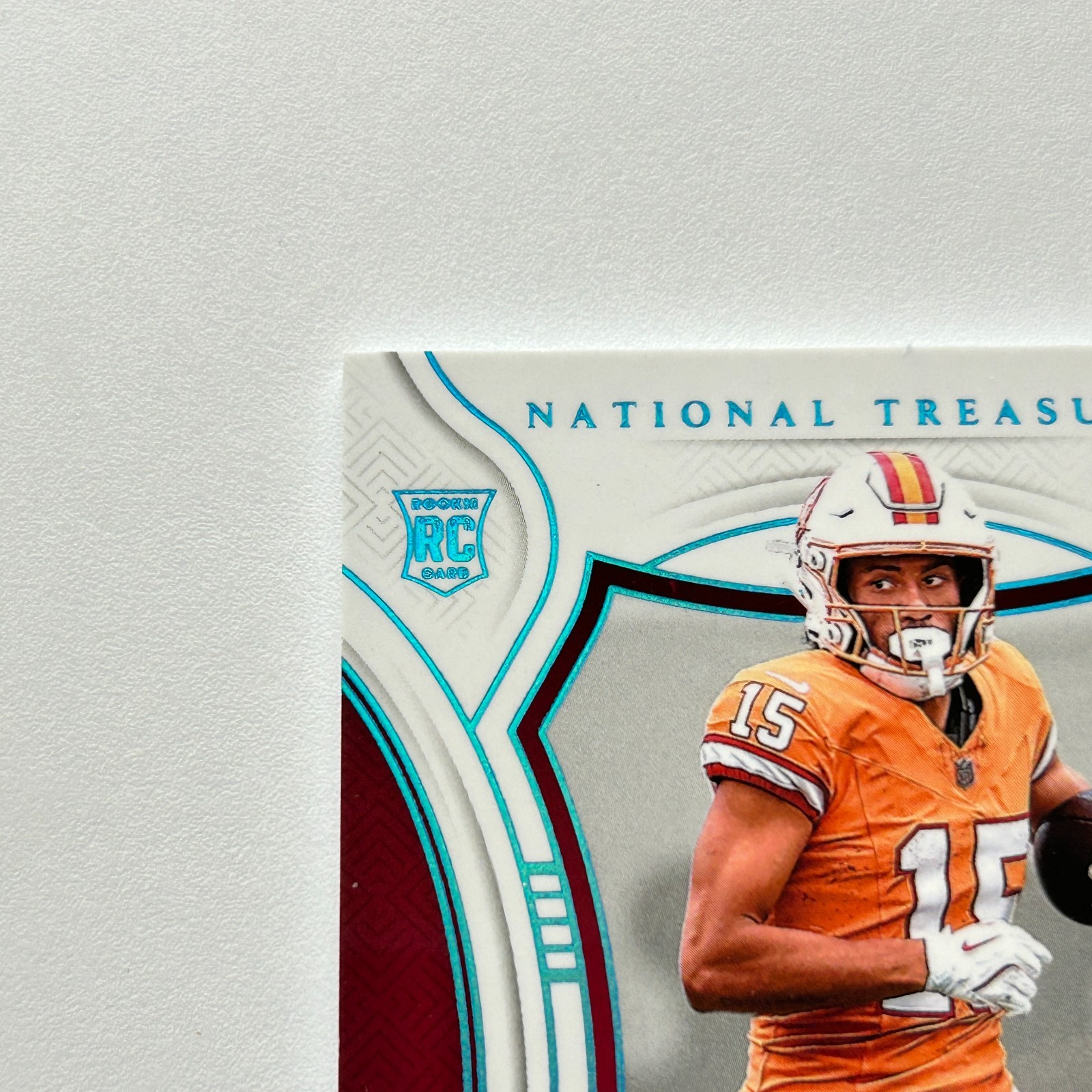 Jalen McMillan 2024 Panini National Treasures Rookie NFL Shield Card #CM-JMC 1/1 view 2