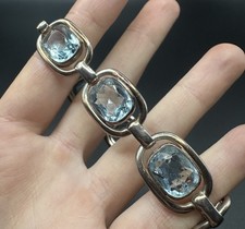 Art Deco Silber & Spinell? Blau Stein Armband Antik Bracelet " Aquamarin "