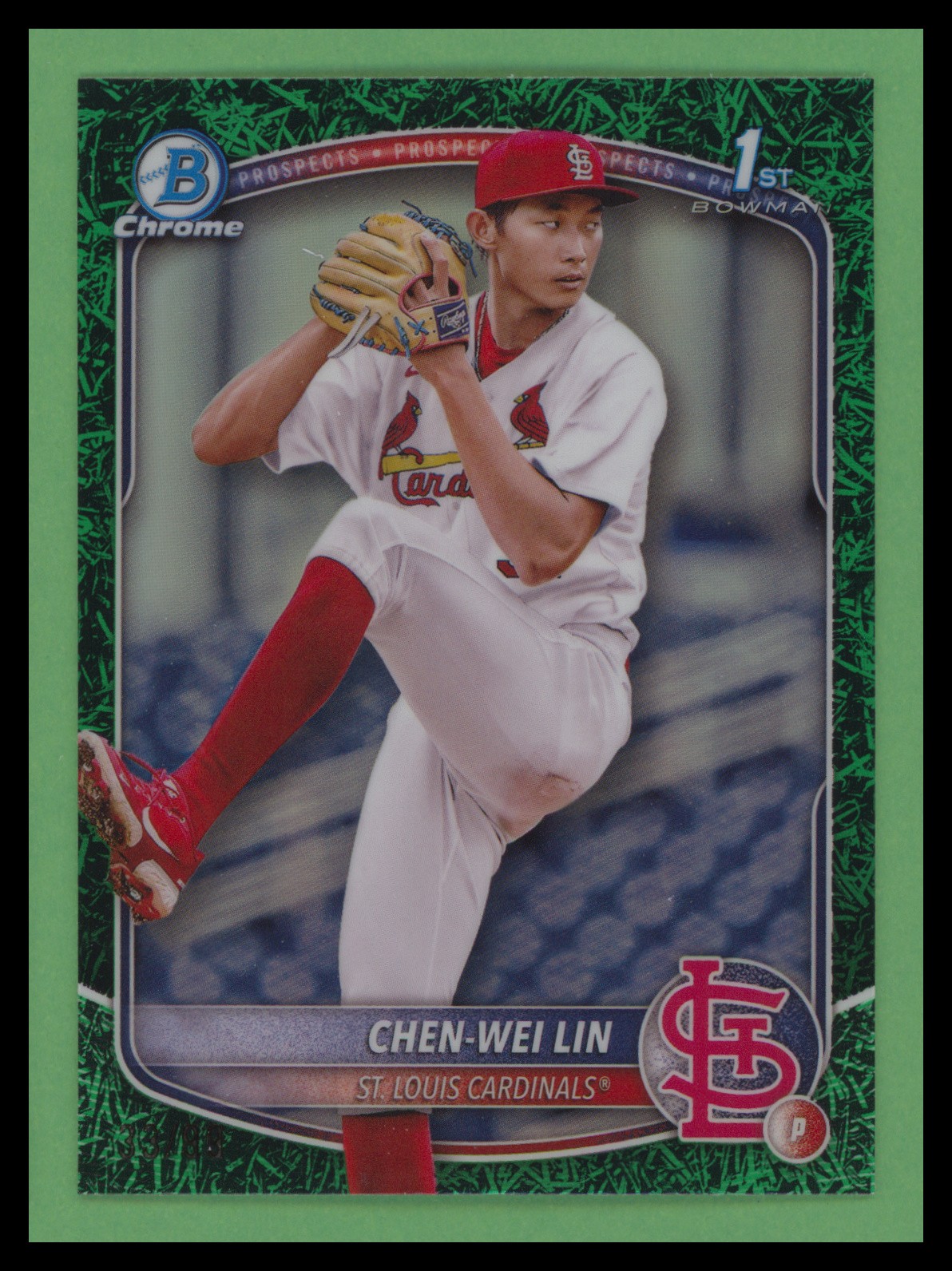 2025 Bowman Chrome Prospects Green Grass Refractor #BCP-141 Chen-Wei Lin /99