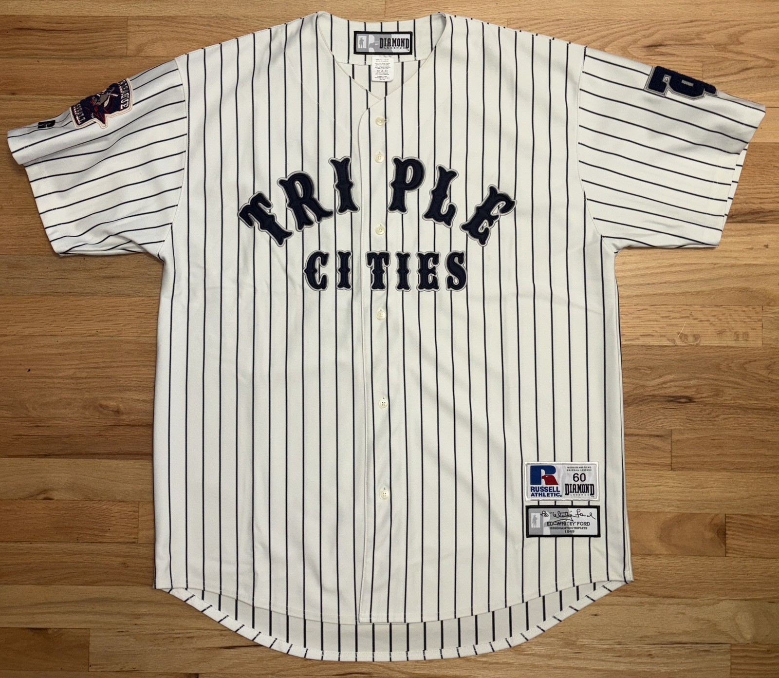 Whitey Ford 1949 Binghamton Triplets Russell Diamond Legends Jersey #16 Size 60