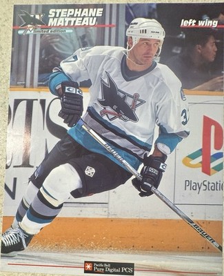  Stephane Matteau 8x11 Players Card San Jose Sharks 