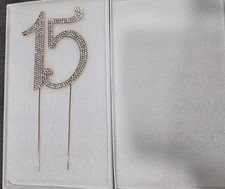 Cake Topper  15- Premium Rose Gold Metal - 15th Birthday or Anniversary Party