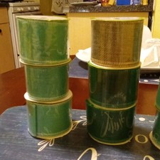 Floral Garden Burlap Ribbon Spool Lot 2in x 9ft Polyester Green Brown Red