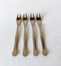 MCM DFA Denmark “Dana” Stainless Cocktail Forks Satin Finish Set of 4 1950s