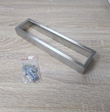 Rectangle Floating Towel Ring Bathroom Towel Holder Bar Silver Brushed Finish