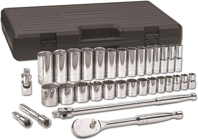 GEARWRENCH 33 Pc. 1/2'' Drive 6 Pt. Mechanics Tool Set, Standard & 1/2'' 