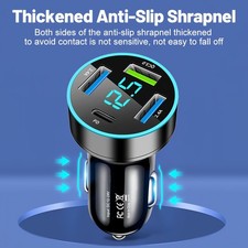4-Port Car USB Charger Adapter PD3.0 QC3.0 Fast Charge w/ Voltmeter 12V-24V Dual