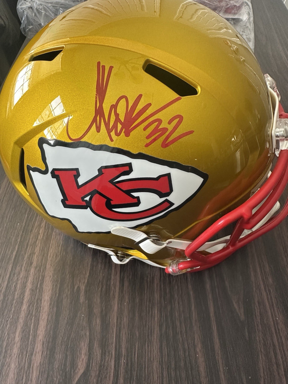 Kansas City Chiefs Marcus Allen Helmet Autographed Signed #32 Beckett Authenticated Rep 