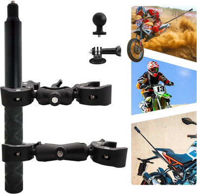 Motorcycle Double Clamp Mount Kit W 59'' Invisible Selfie Stick Compatible for In