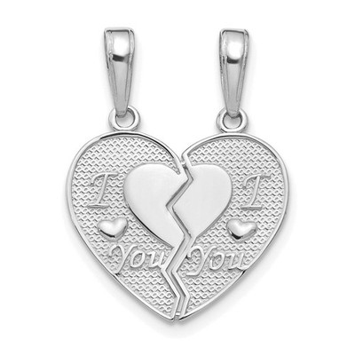 14k White Gold I LOVE YOU Break Apart Heart Charm
