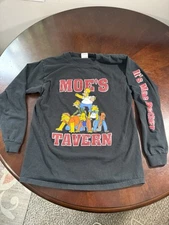 Vtg The Simpsons Shirt Mens Medium Black Moes Tavern Long Sleeve 2004 Faded
