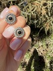 David Yurman Sterling Silver 14K Gold Onyx Cookie Stud Earrings — photo 7
