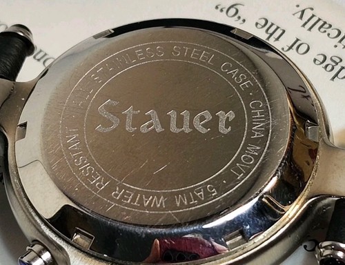 Orologio STAUER Automatico Fasi Lunari Silvertone Uomo Data Giorno Cinturino Pelle Nero - Foto 6 di 10