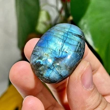 Hand Polished Labradorite Palm Stone-High Sparkle Energy Stone,Natural Pebble001