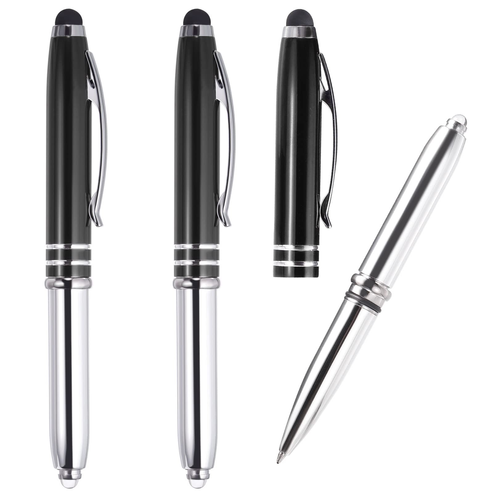 PATIKIL Ballpoint Pen with Stylus Tip and LED Flashlight, 3 Pack 3 in 1 Metal...
