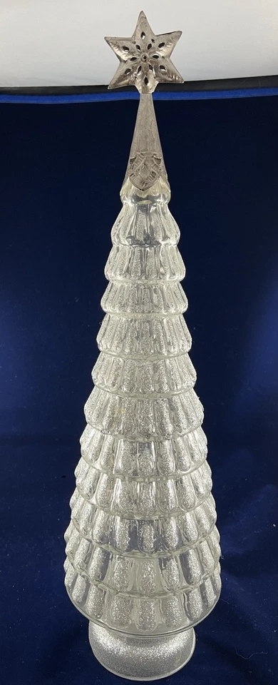 Vintage Rare Clear And Silver Glass Light-up Christmas Tree Large 17" - Image 4 of 4