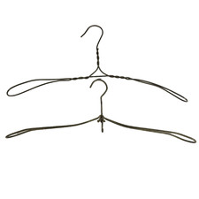 Lot of 2 Vtg Antique Metal Twisted  Folding Wire Shoulder Loop Clothes Hangers