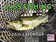 Bass Fishing Calendar 2026 Monthly Wall Calender 12 Month 12x18